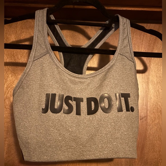 Nike Dri-Fit Women's Charcoal JUST DO IT Sports Bra Size Small - Picture 4 of 8